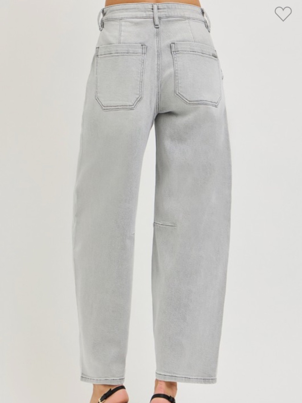 252. Risen Light Grey Slouchy Cropped Barrel Jeans NEW - Picture 3 of 3